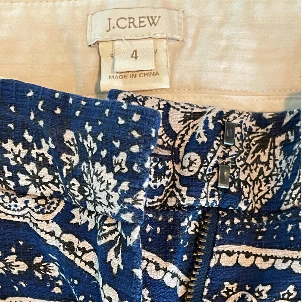 J.Crew Paisley Print Royal Blue Bermuda Shorts size 4 - Image 5