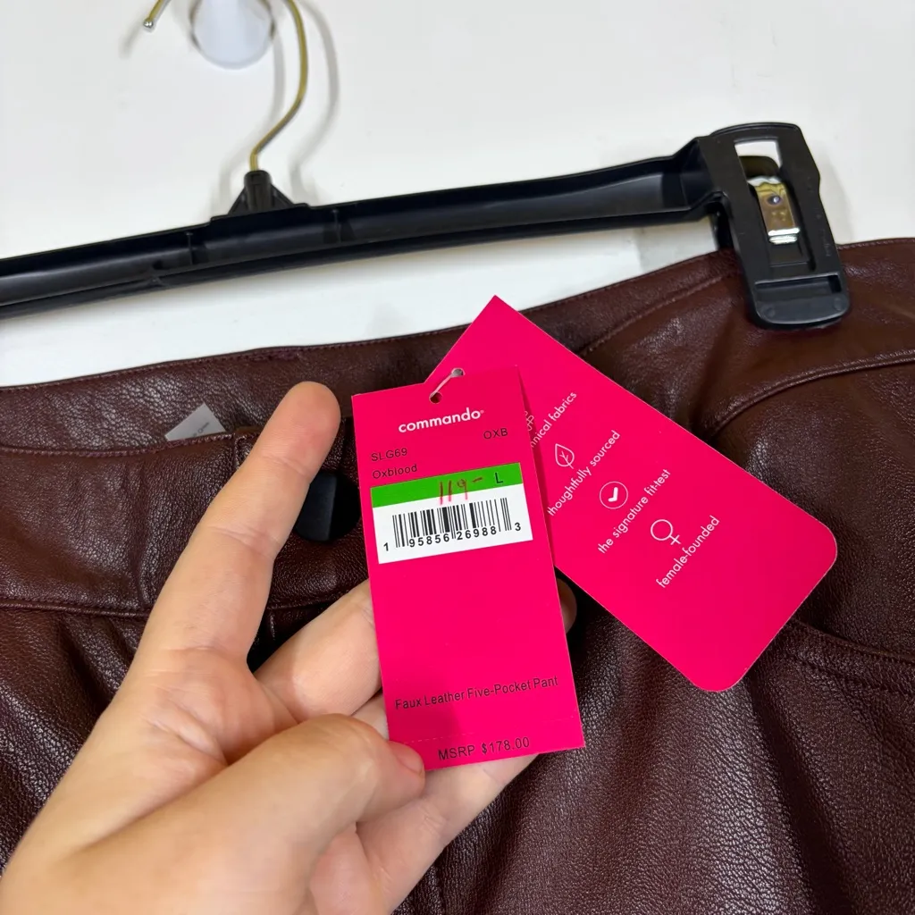 NWT Commando Faux Leather 5 Pocket Pant Size Large - Image 7