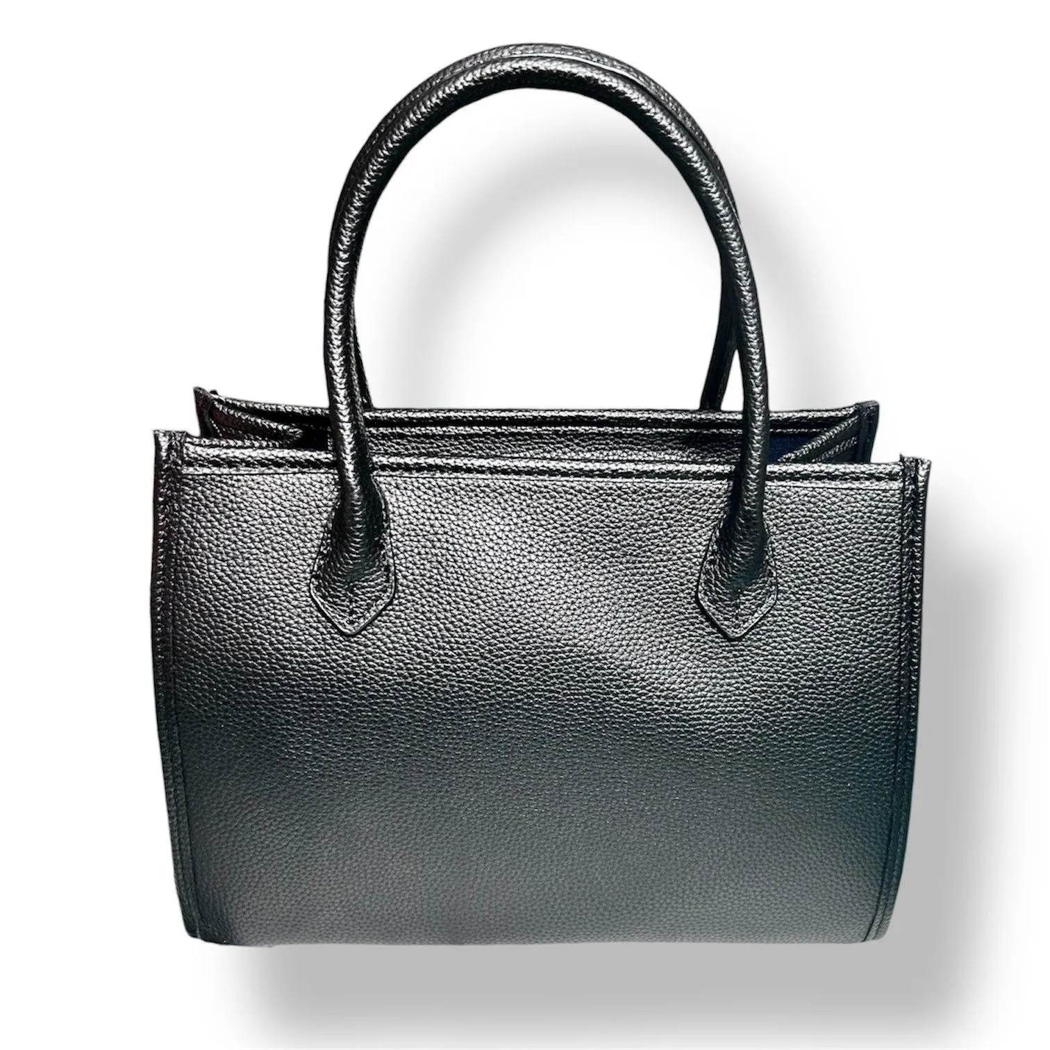 NEW French Connection Black Vegan Leather‎ Fritz Square Satchel Handbag Purse - Image 4
