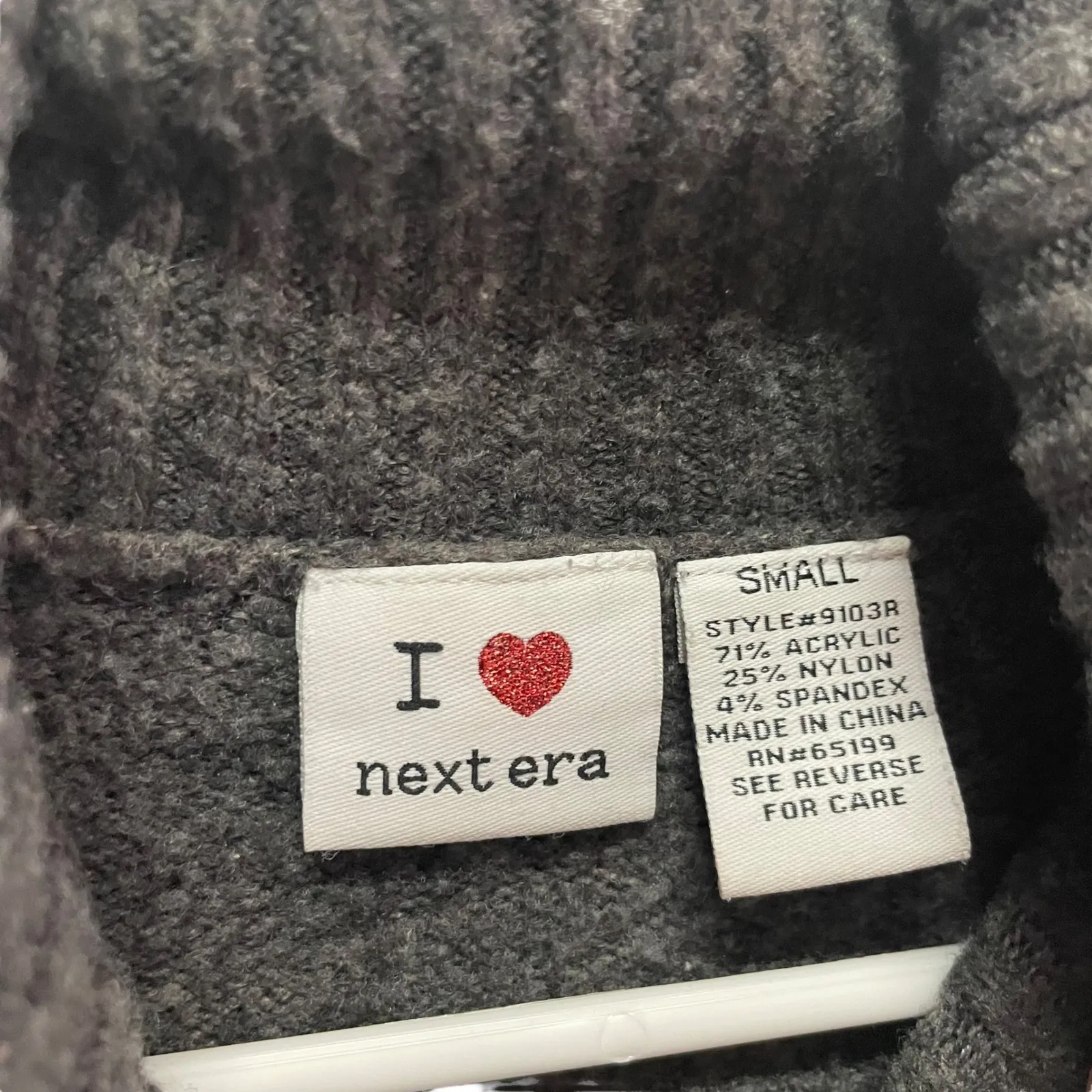 Next Era Women Small Dark Gray Ribbed Turtleneck Long Sleeve Sweater Top - Image 3