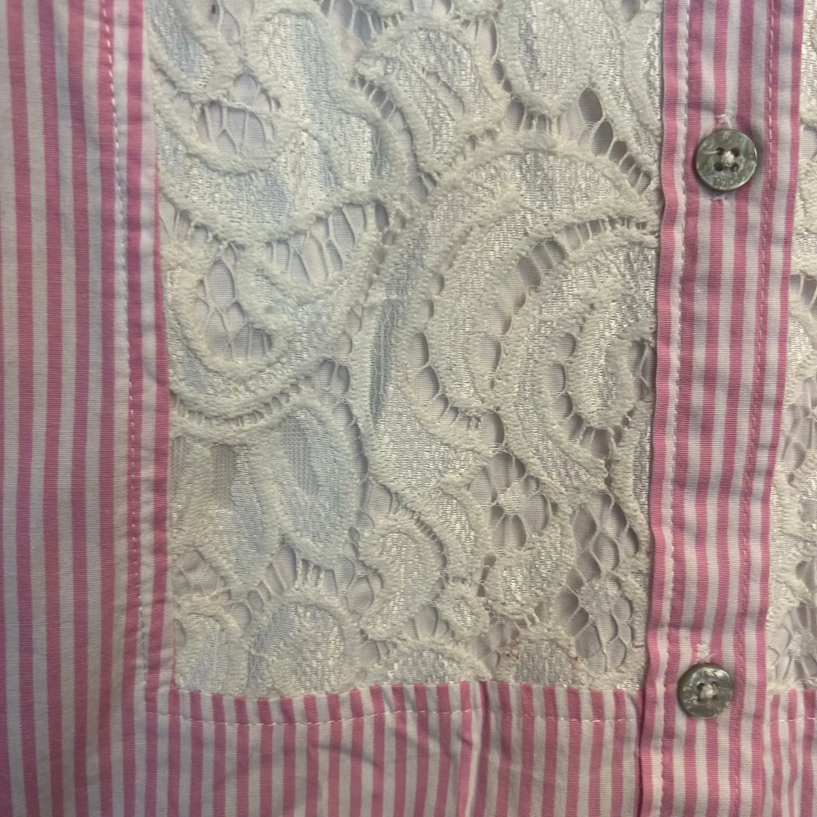 U.S. Polo Assn. Pink Pinstripe Lace Button Down Shirt M - Image 5