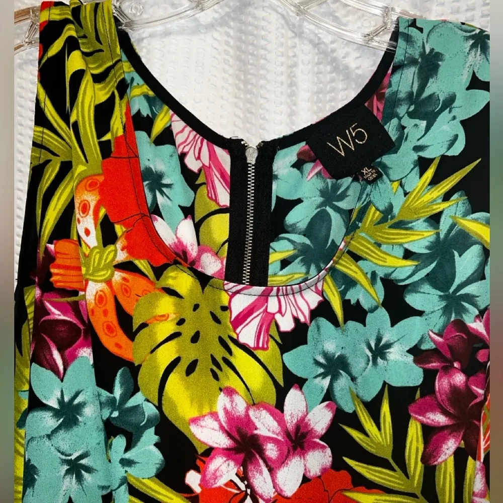 Anthropologie  Tropical Floral High Low Tank Tunic Women's XL - Image 3