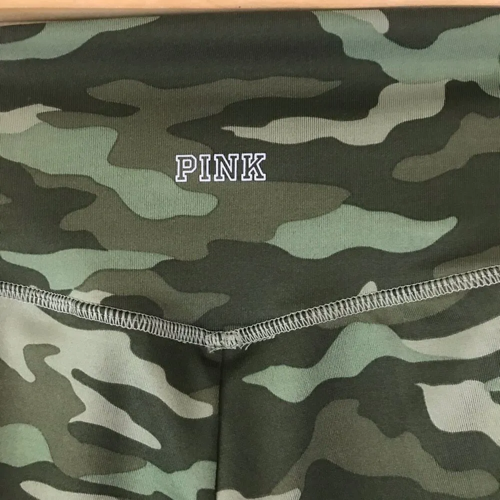 Pink Sport Victorias Secret Ultimate bike shorts pockets Camo green yoga gym S - Image 8
