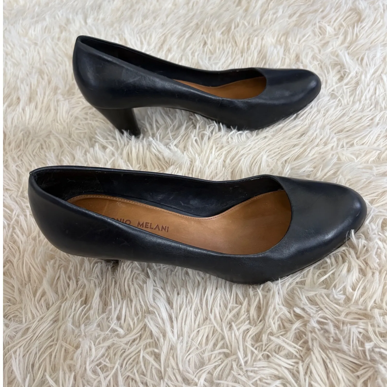 Antonio Melani Black Leather Pointed Toe‎ Heel Pumps Career Work Shoes 8.5 - Image 3