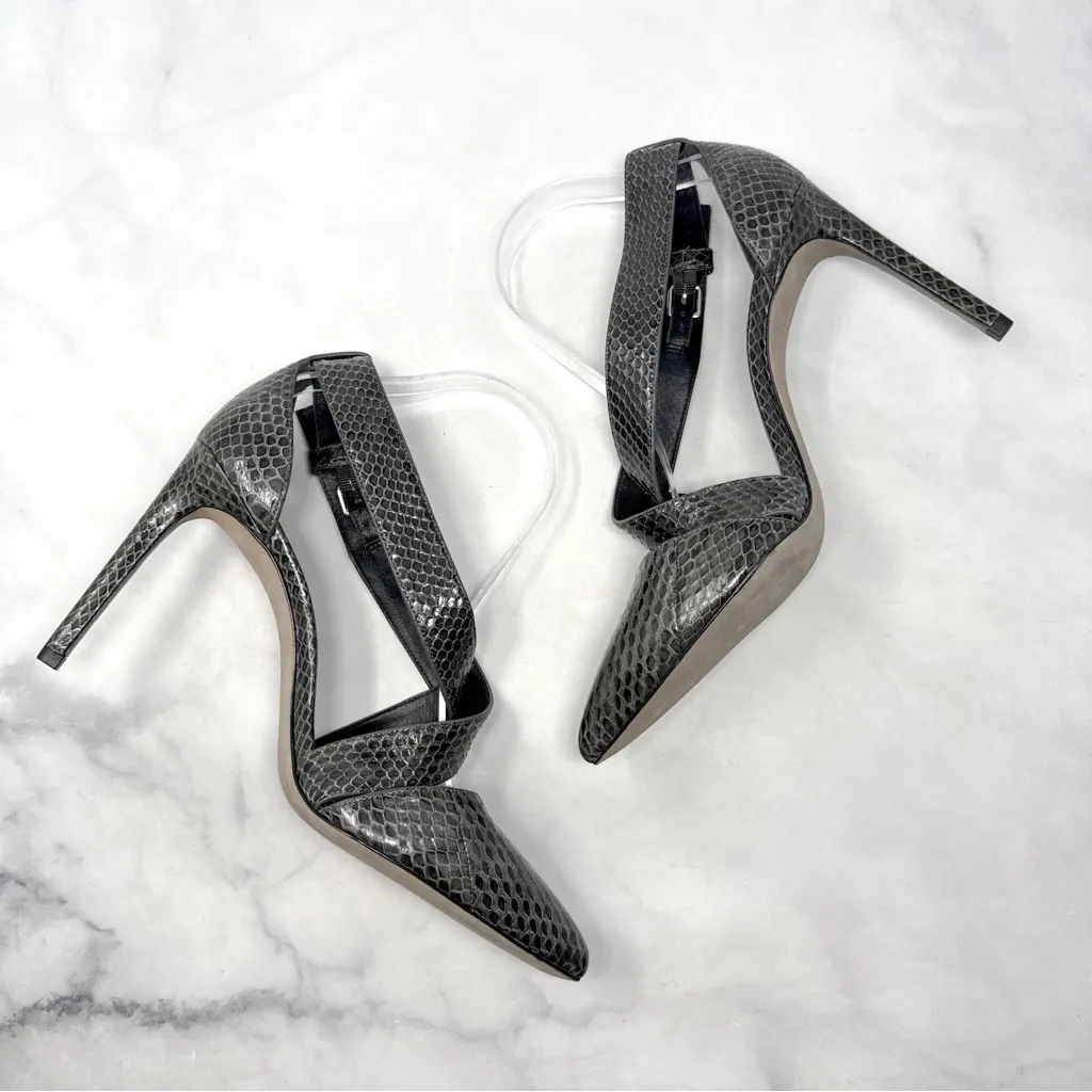 NEW Alexander Wang Marcelle Snakeskin Strappy Pointed Toe Pumps Heels Leather 40 - Image 6