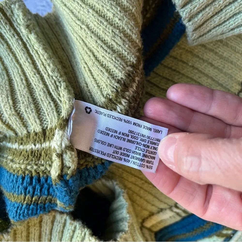 Wild Fable Textured Knit Crewneck Pull Over Striped Sweater Small 3D Green - Image 8