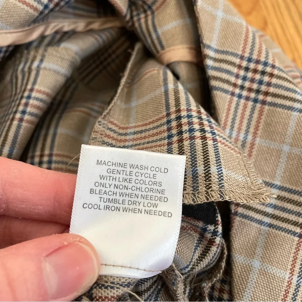 NEW NWT MODCLOTH Plaid Appeal Vest Jumpsuit Tan Brown Blue Sleeveless Retro 70s - Image 11