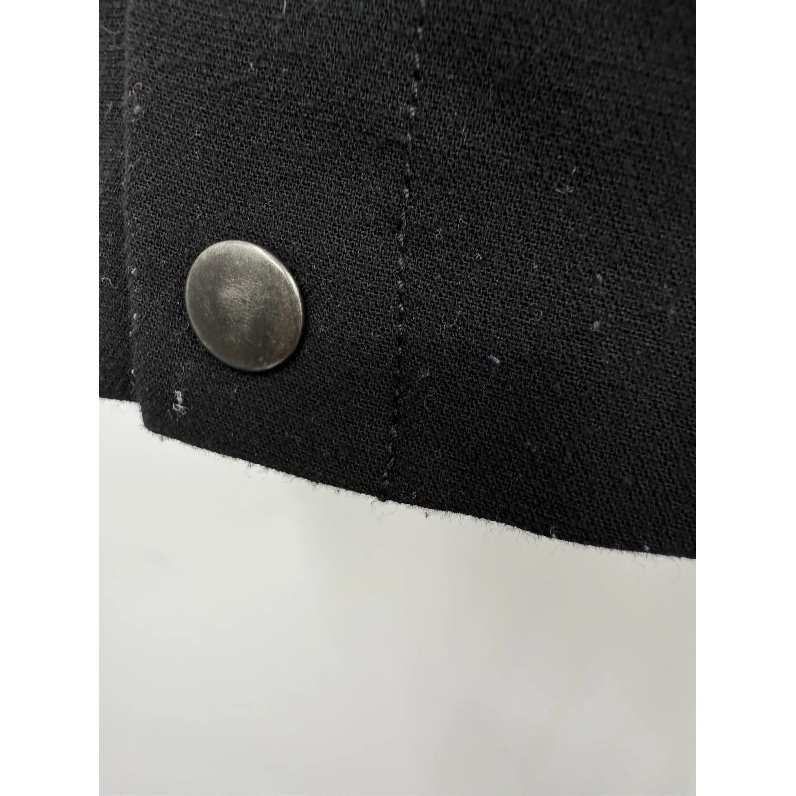 CAbi  Jacket‎ Womens Medium Black Green Tweed Snap Front Collarless Two Tone - Image 5