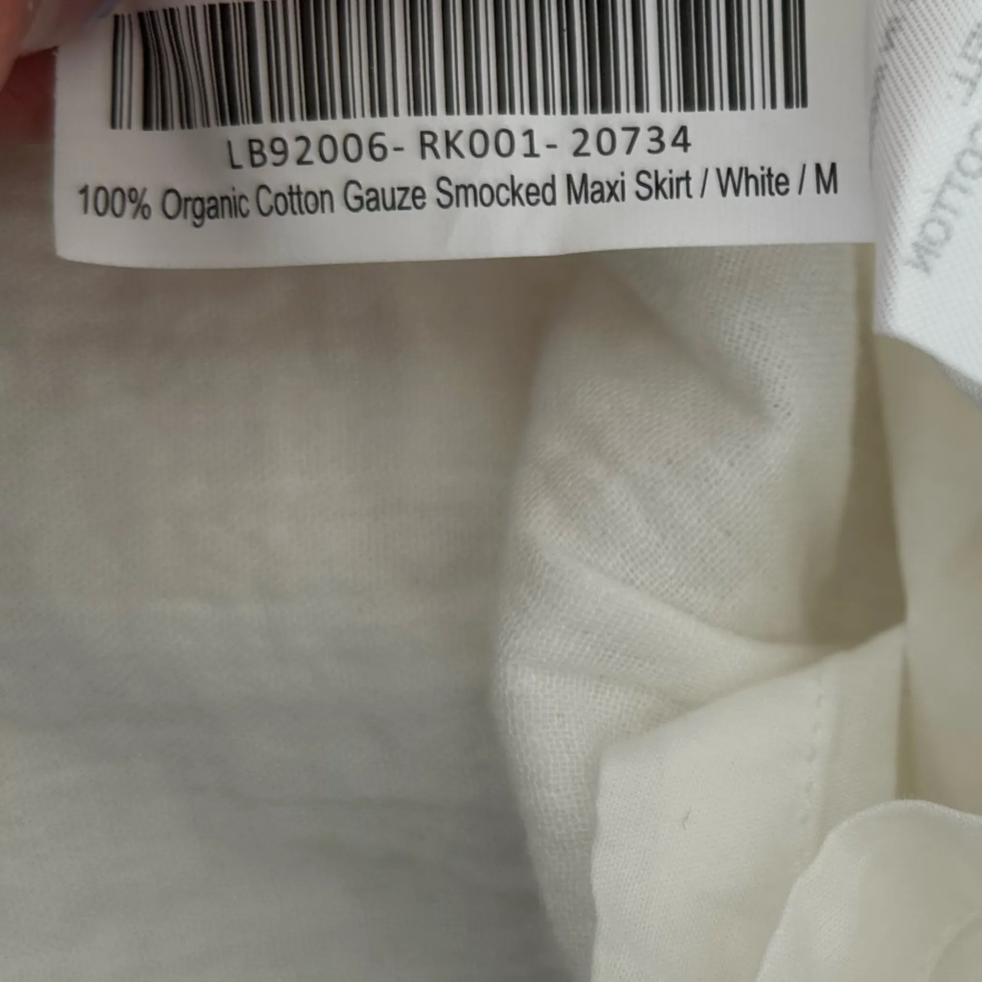 NWT Quince White 100% Organic Cotton Gauze Smocked Maxi Skirt Size Medium - Image 8