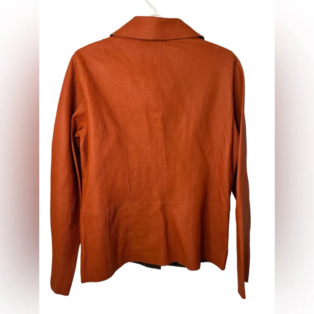 Peck & Peck Women's Leather Orange Jacket - Image 2