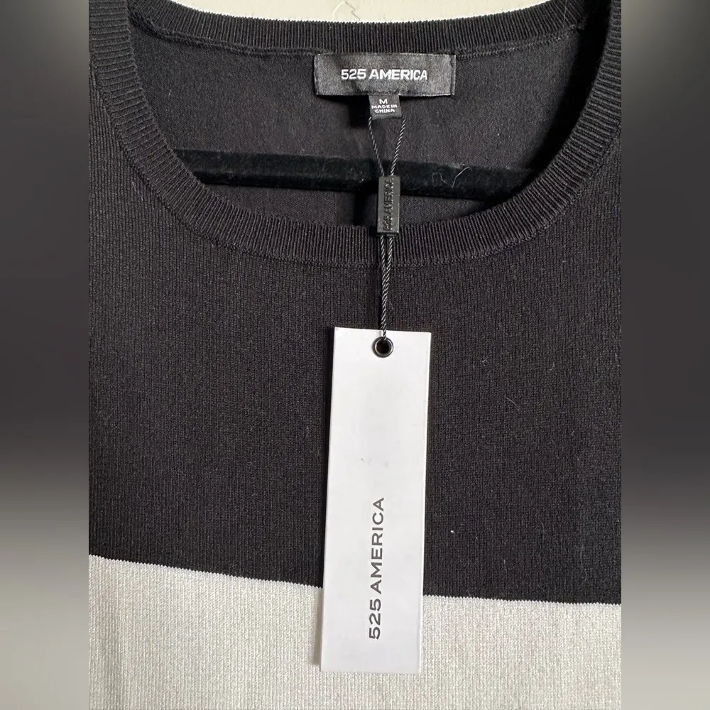 525 America Colorblock knit black white print midi sleeveless dress medium NWT - Image 3