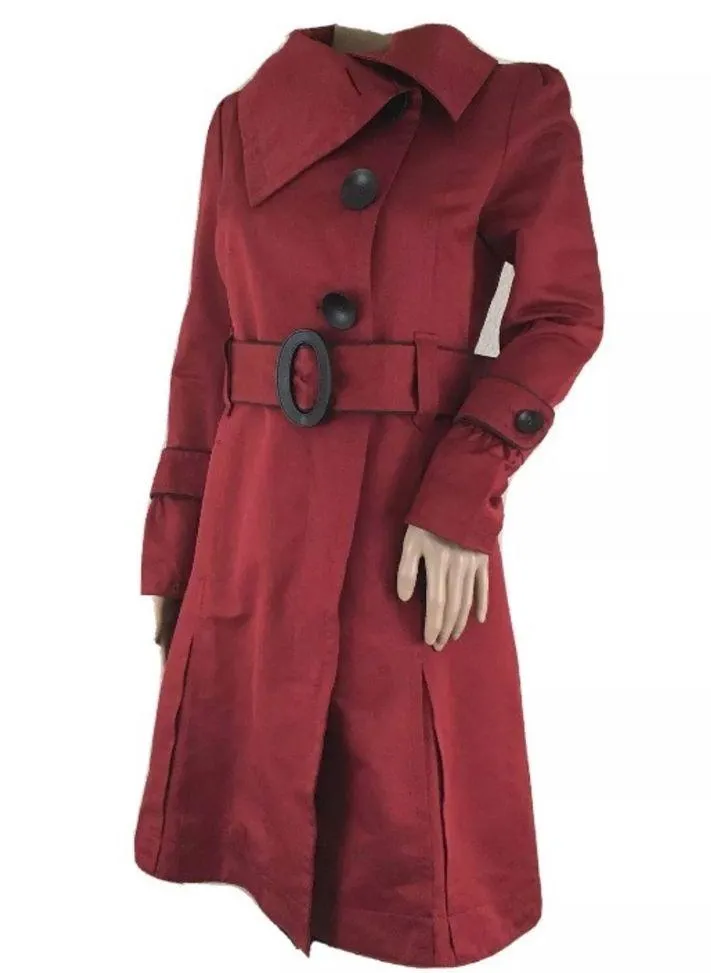 SOIA & KYO Red Asymmetrical Trench Pea Coat - Image 2