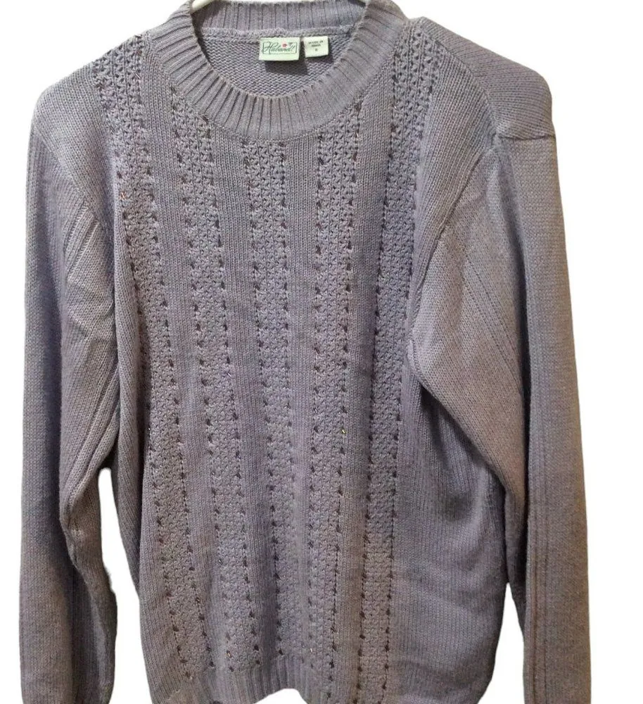Vintage Haband grandmacore sweater embellished lavender Small S Crew neck Purple - Image 1