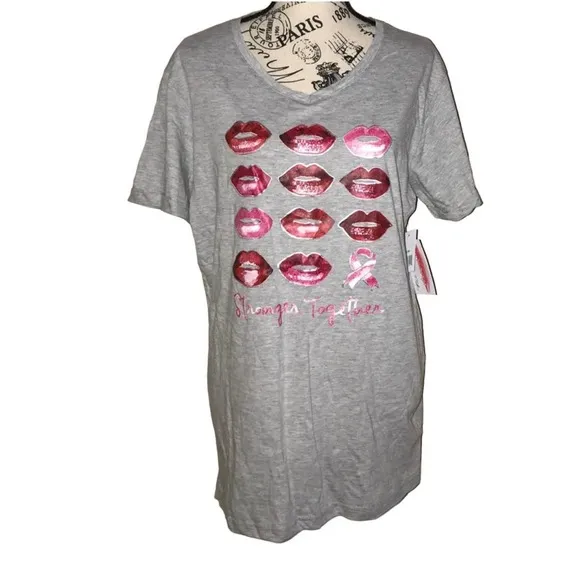 BREAST CANCER AWARENESS GRAY & PINK STRONGER TOGETHER TEE SIZE XL - Image 3