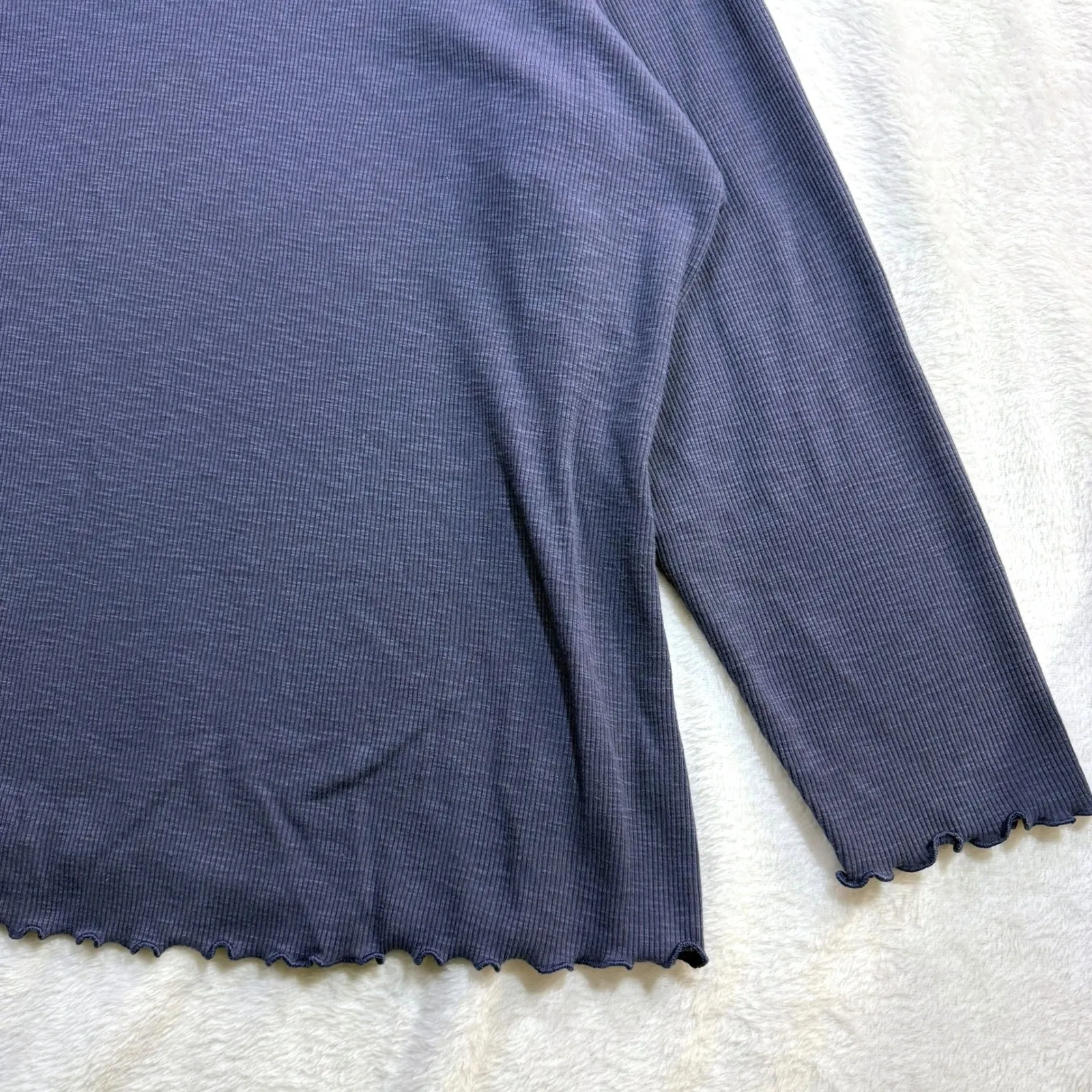 Old Navy 4X Long Sleeve Top Scoop Lettuce Hem Blue Thermal Baselayer Fall Winter - Image 3