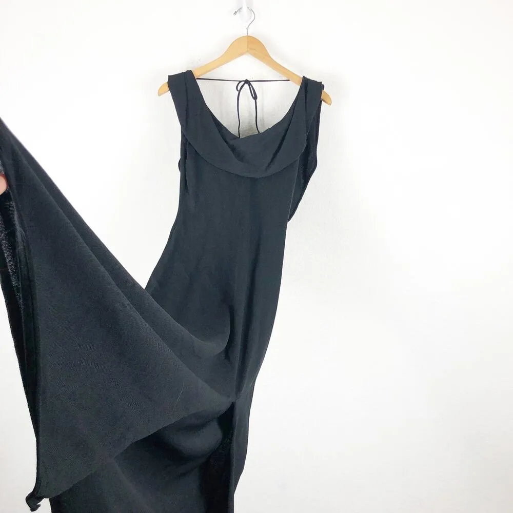 Zara Cowl Neck Black Knit Maxi Dress Small Low Back Resort Wear Minimalist - Image 11