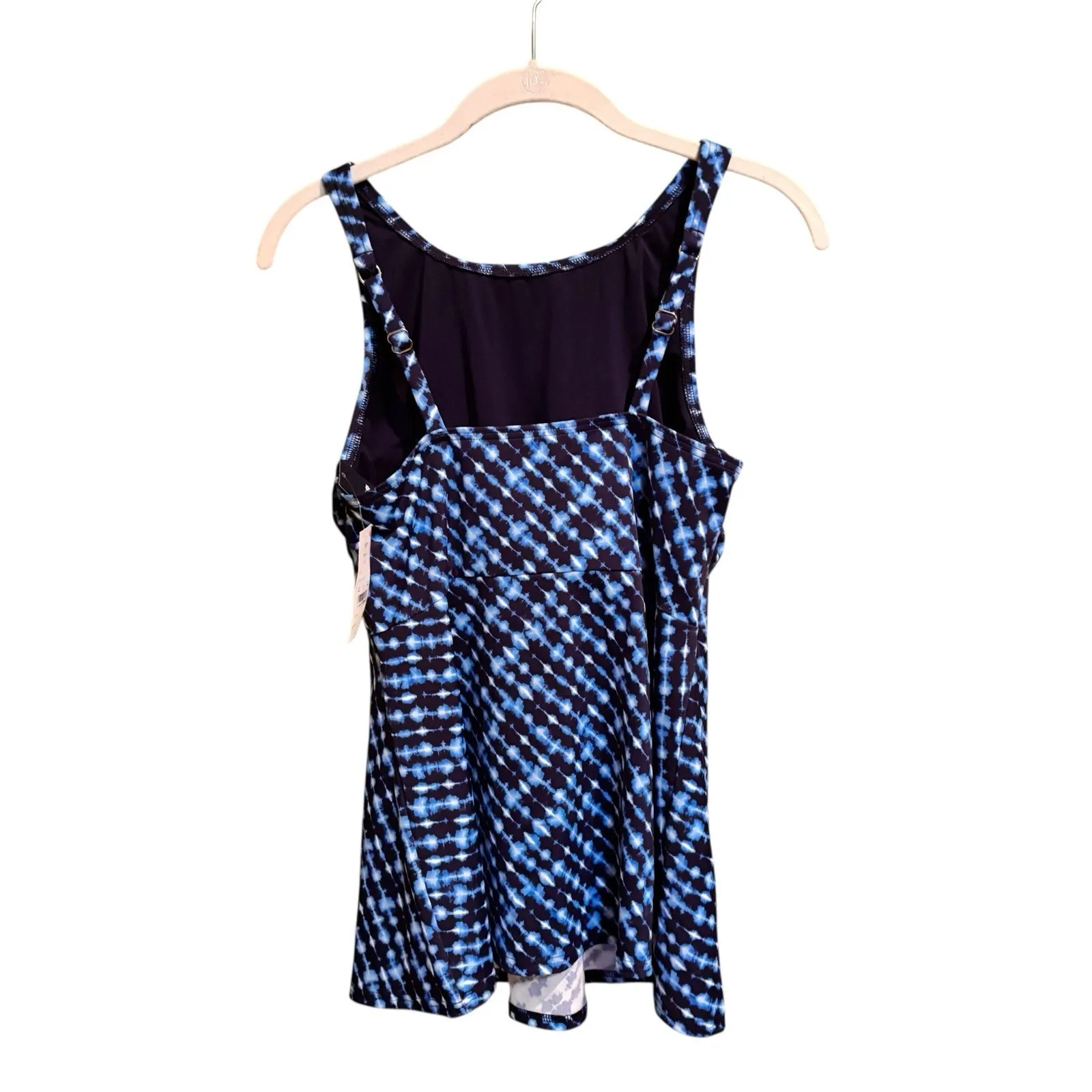 Lands' End Womens Flutter High Neck Tankini Top Navy Blue UPF 50+ Swim  6/8 NWT - Image 2