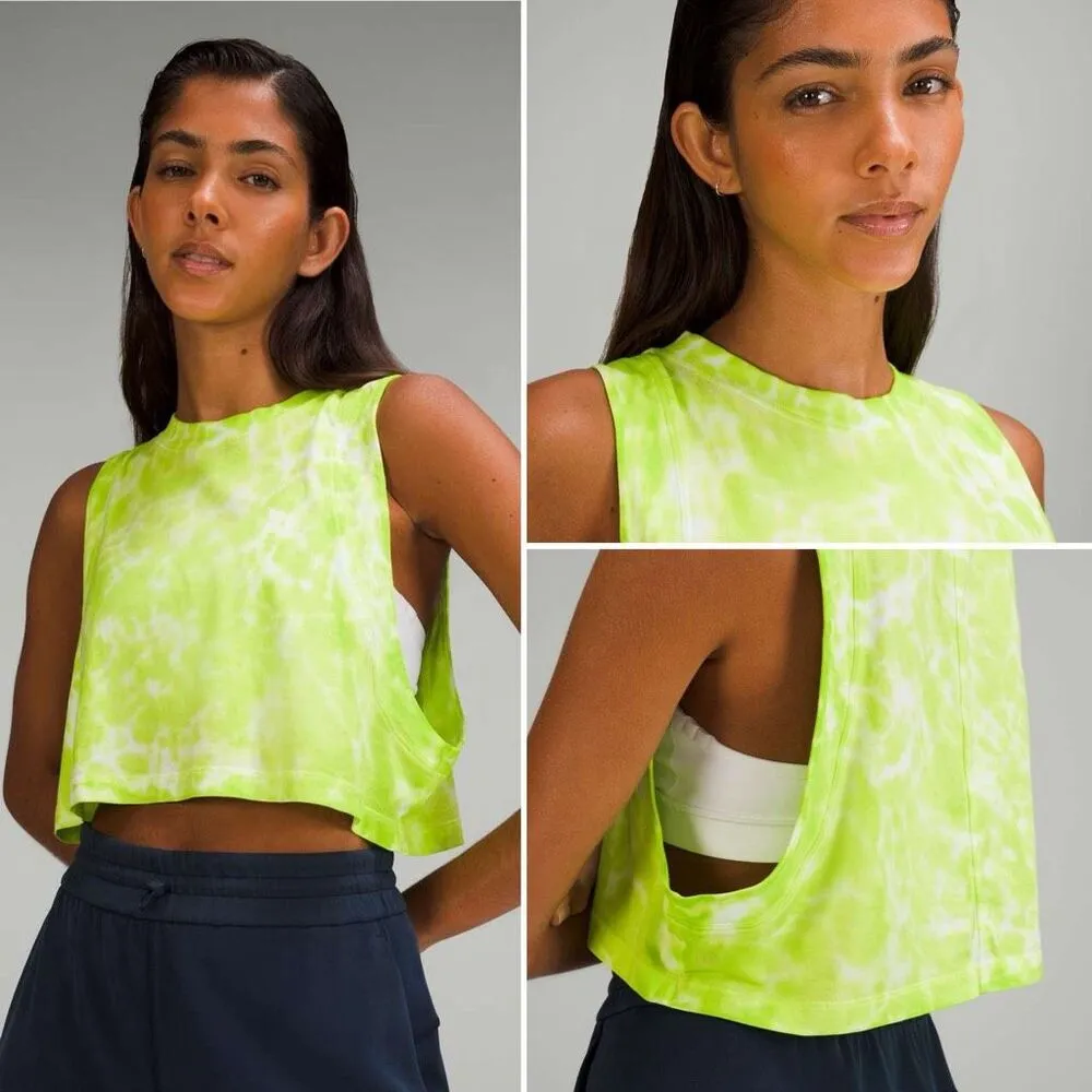 Lululemon All Yours Cropped Cotton Tank Top in Marmoleado Tie Dye Eccentric Lime - Image 5