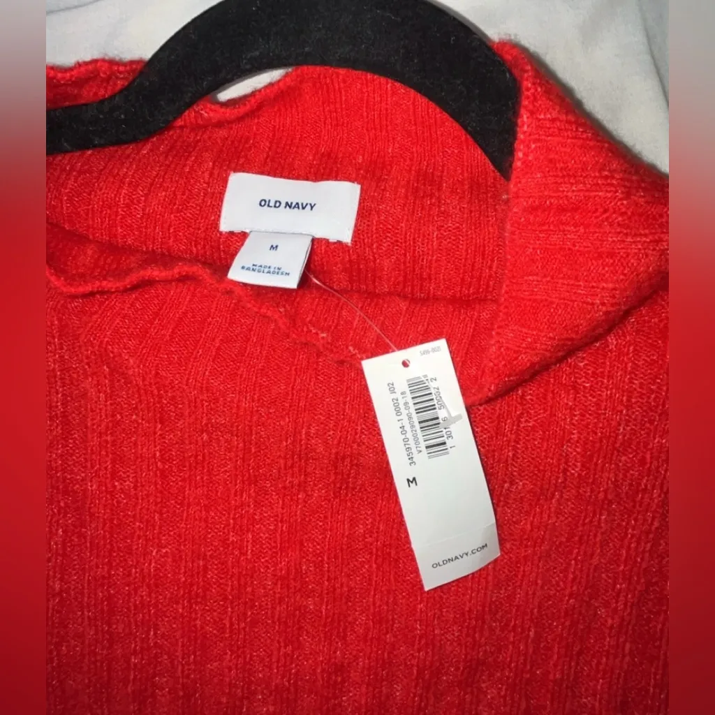 NWT Old Navy Red Mock Neck Lightweight Rib Knit Sweater SIZE M S/345970-04 - Image 5