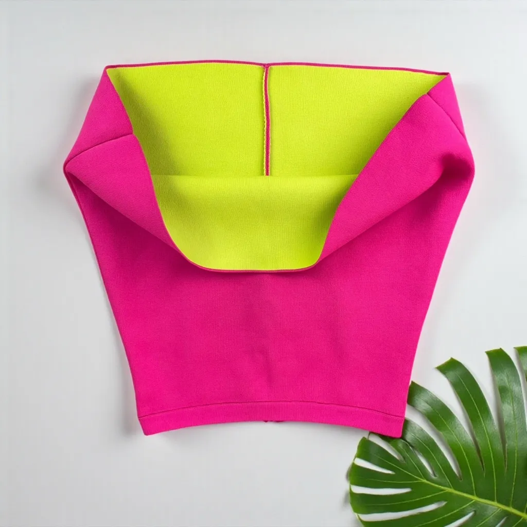 Zara Hot Pink Neon High Waisted Knit Skirt - Image 7