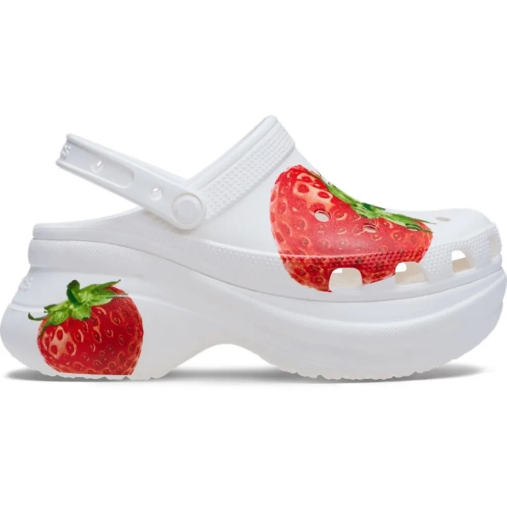 NEW Crocs Bae Fresh Fruits Strawberries Platform White Clogs 9 - Image 4