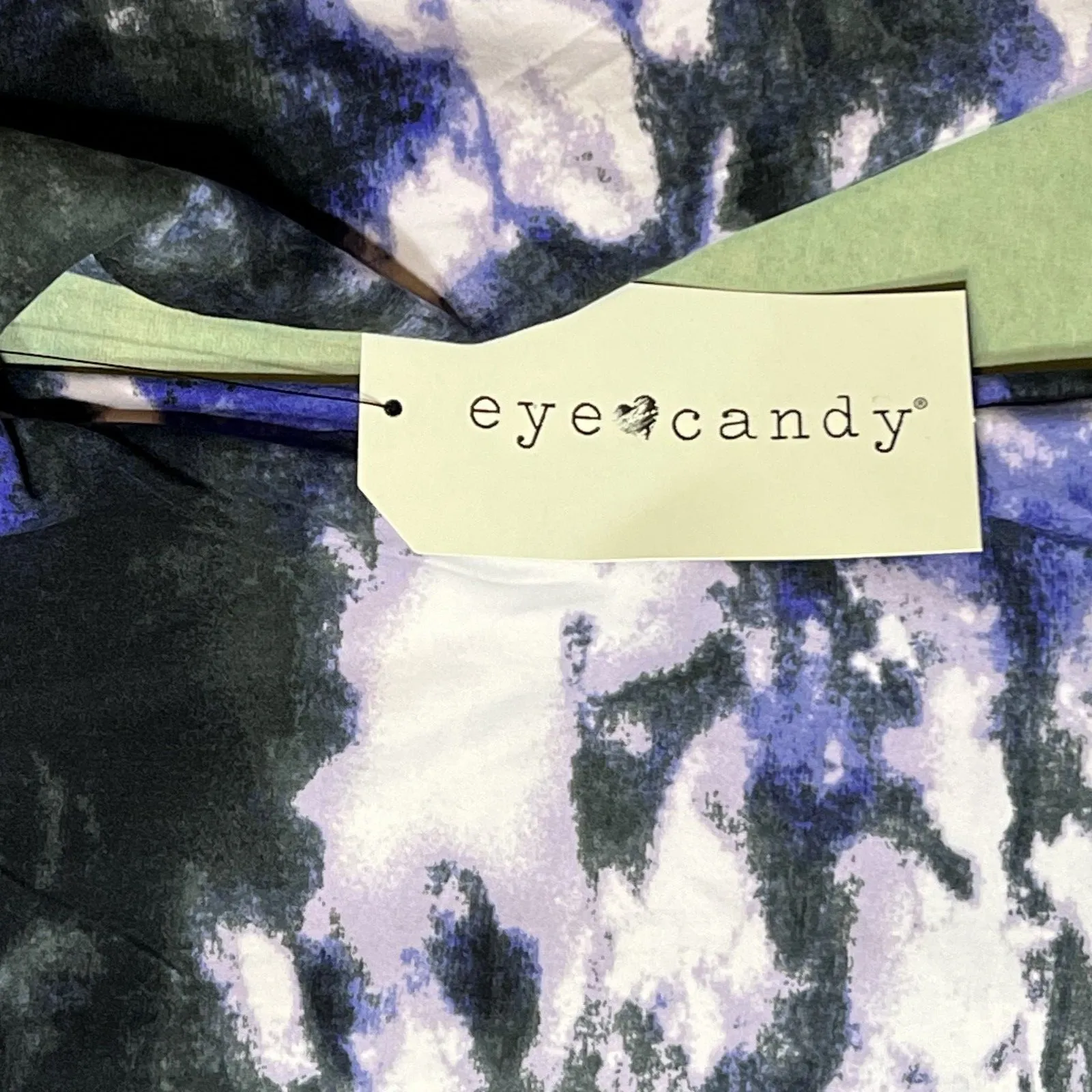 Eye Candy Shirt Womens Large Purple Black Tie Dye Crisscross V-Neck Long Sleeve - Image 4