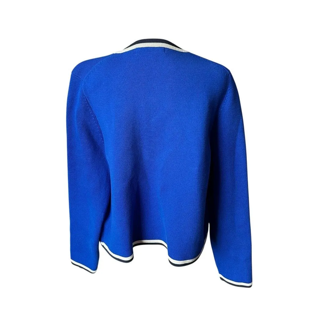 Boden Holly Knitted Jacket Blue Cotton Cropped Cardigan US 10 UK 14 - Image 8