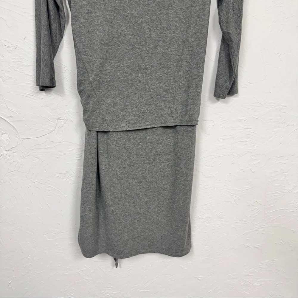 Babaton The Group Aritzia Grey Jersey Knit Tie Dress Womens L Casual Minimalist - Image 11