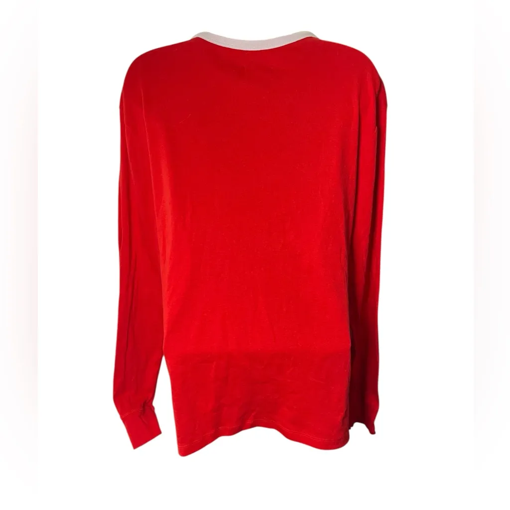 Target Christmas Santa Costume Print Long Sleeve Shirt Cotton Medium Red - Image 2