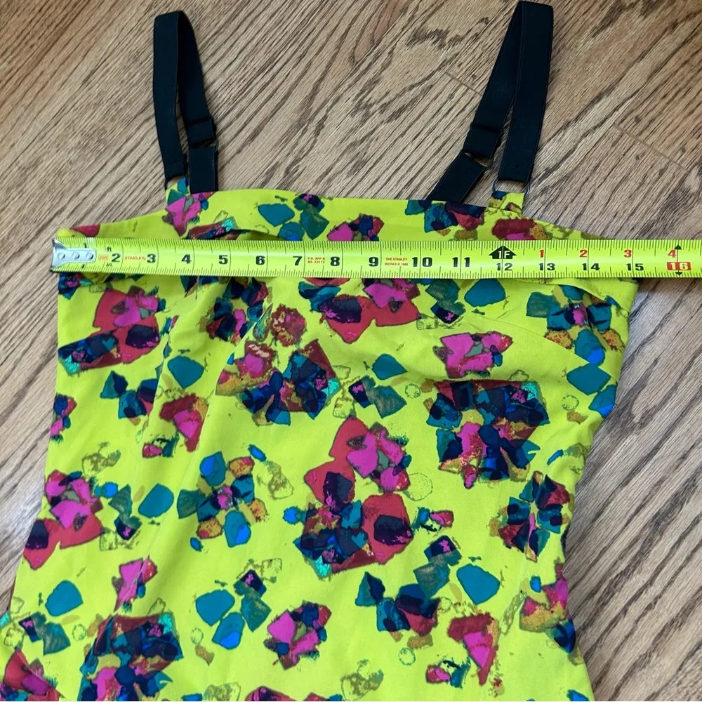 Rachel Rachel Roy Chartreuse Yellow Floral Drop Waist Ruffle Mini Dress Size 8 - Image 11