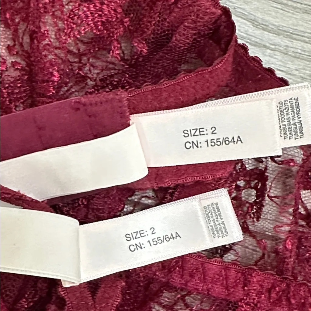 Agent Provocateur Jayce Burgundy Suspender Garter Belt And Panty Set Size 2 Red - Image 15