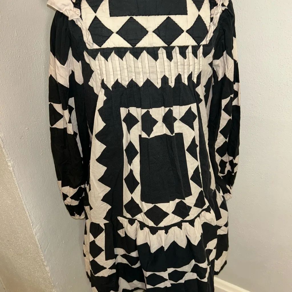 Sea New York Black and Cream Long Sleeve Dress Size XS - Image 4