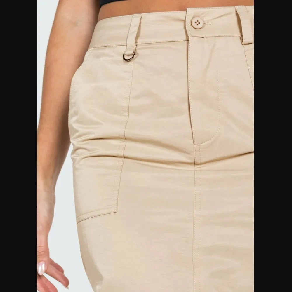 Taytum Beige Cargo Midi Skirt 4 - Image 6
