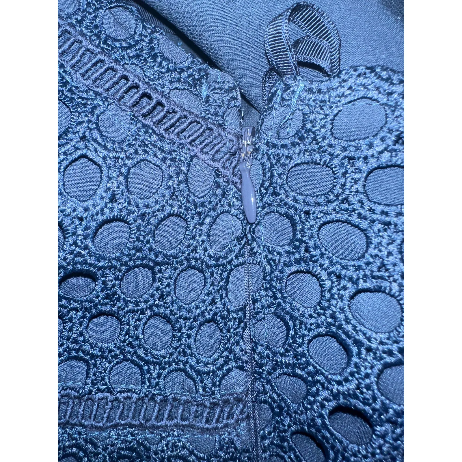 Abercrombie &‎ Fitch Women's Navy Blue Eyelet A-Line Short Dress Size L - Image 6