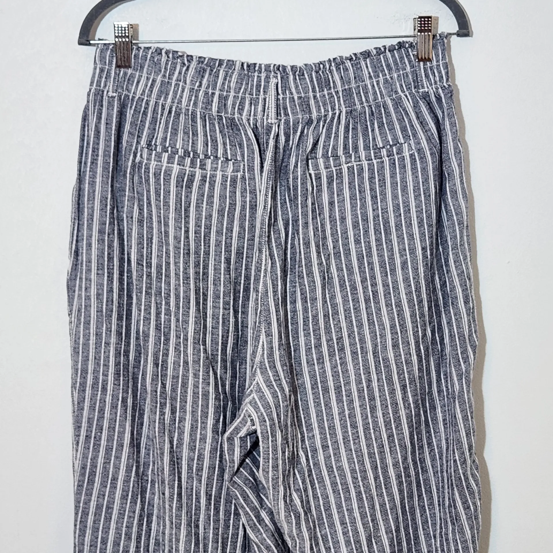 Briggs Blue Striped Linen Blend Pants Sz Large Preppy Blue Stripe Pants - Image 7