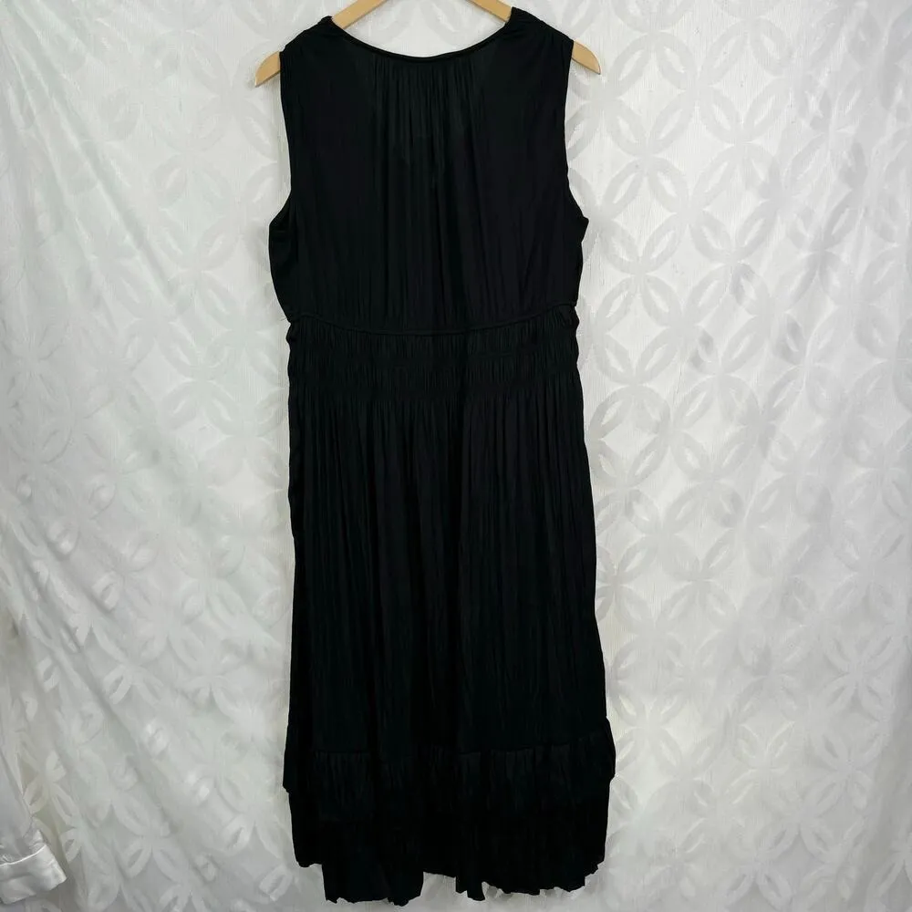 WHBM Black Party Petite Sleeveless Satin Pleated Midi‎ Dress Size L NWT - Image 4