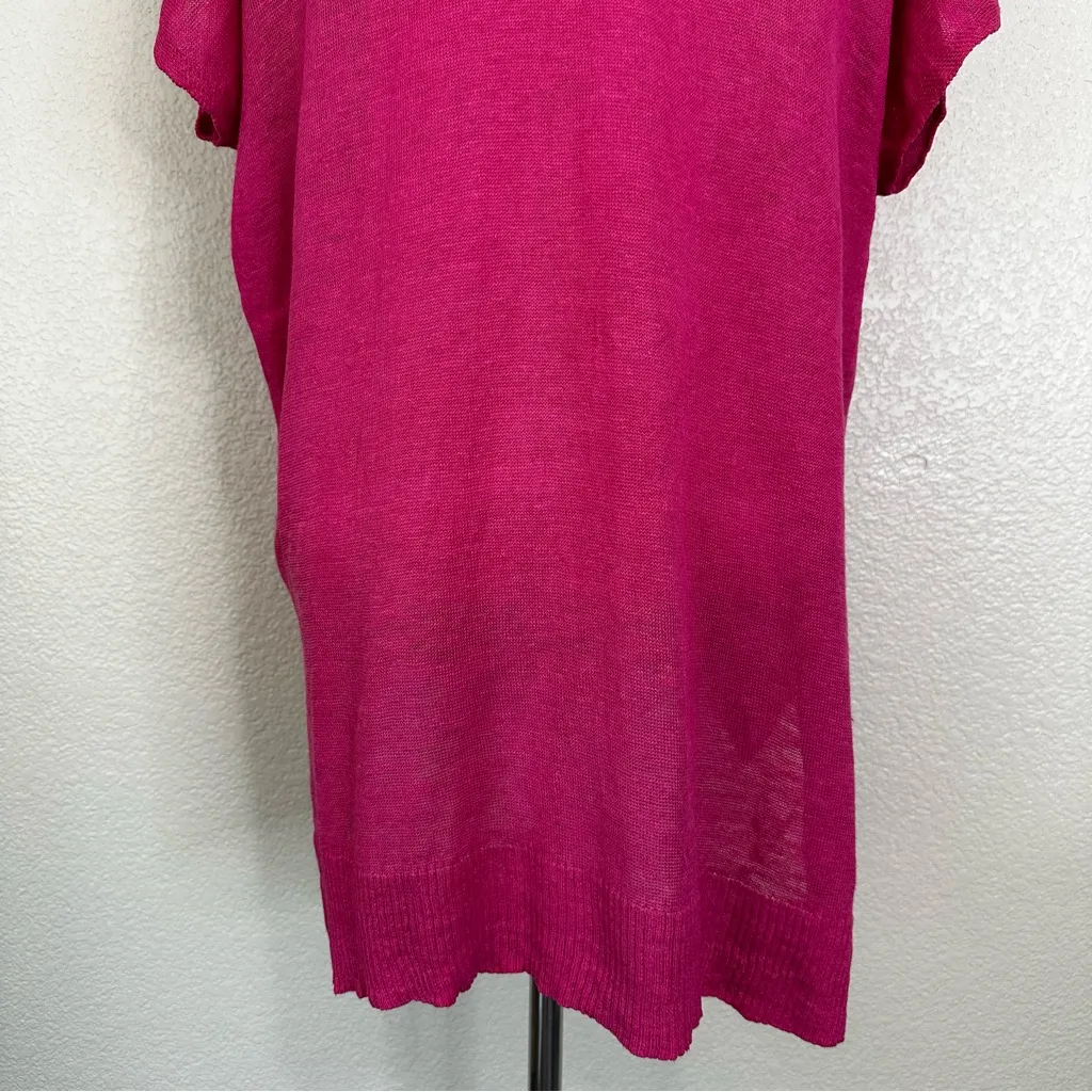Eileen Fisher 100% Linen Pink Loose Knit Dolman Sleeves Sweater, Sz Small - Image 9