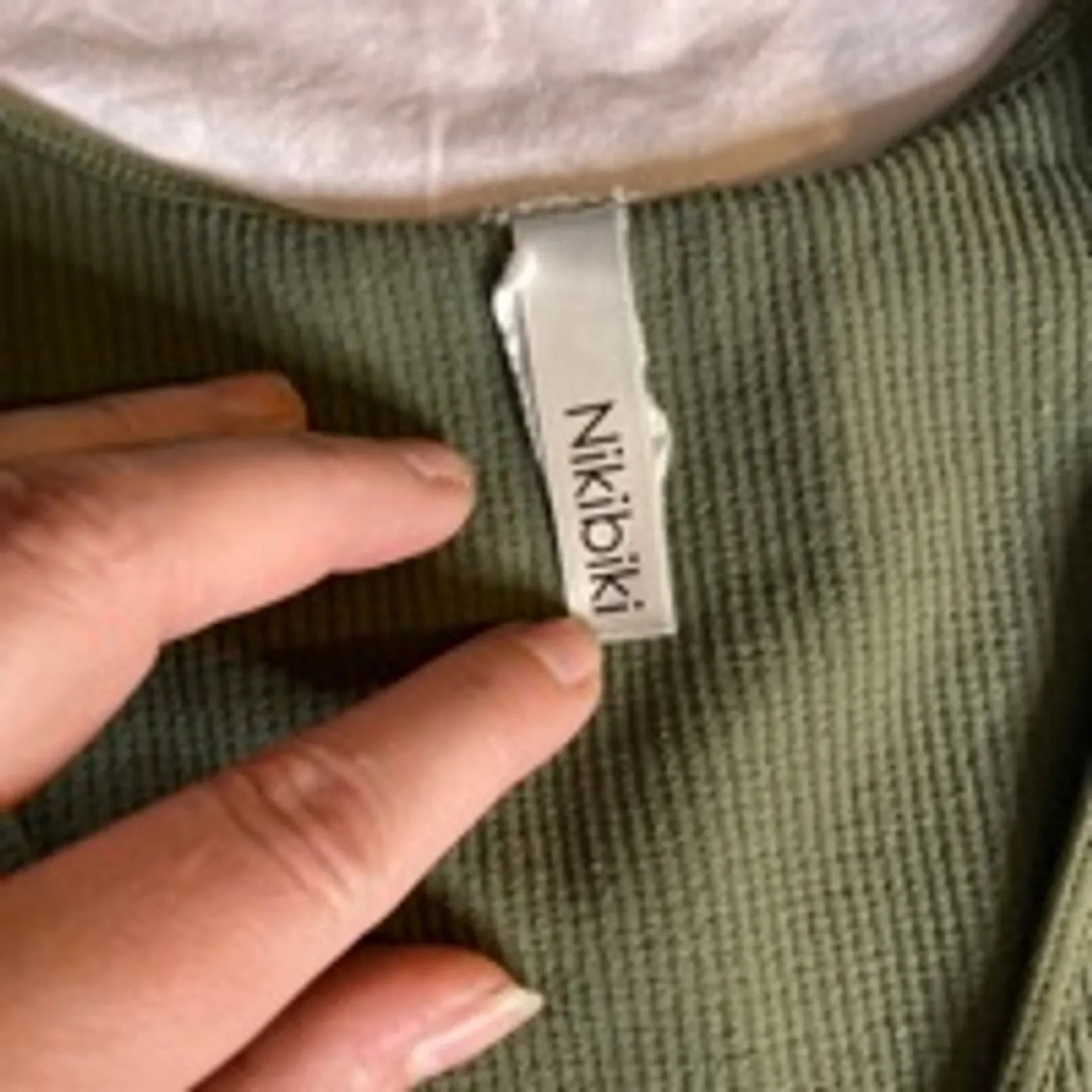 Nikibiki Sage Green Ribbed Crop Tank Top Small Minimalist Y2K Style - Image 5