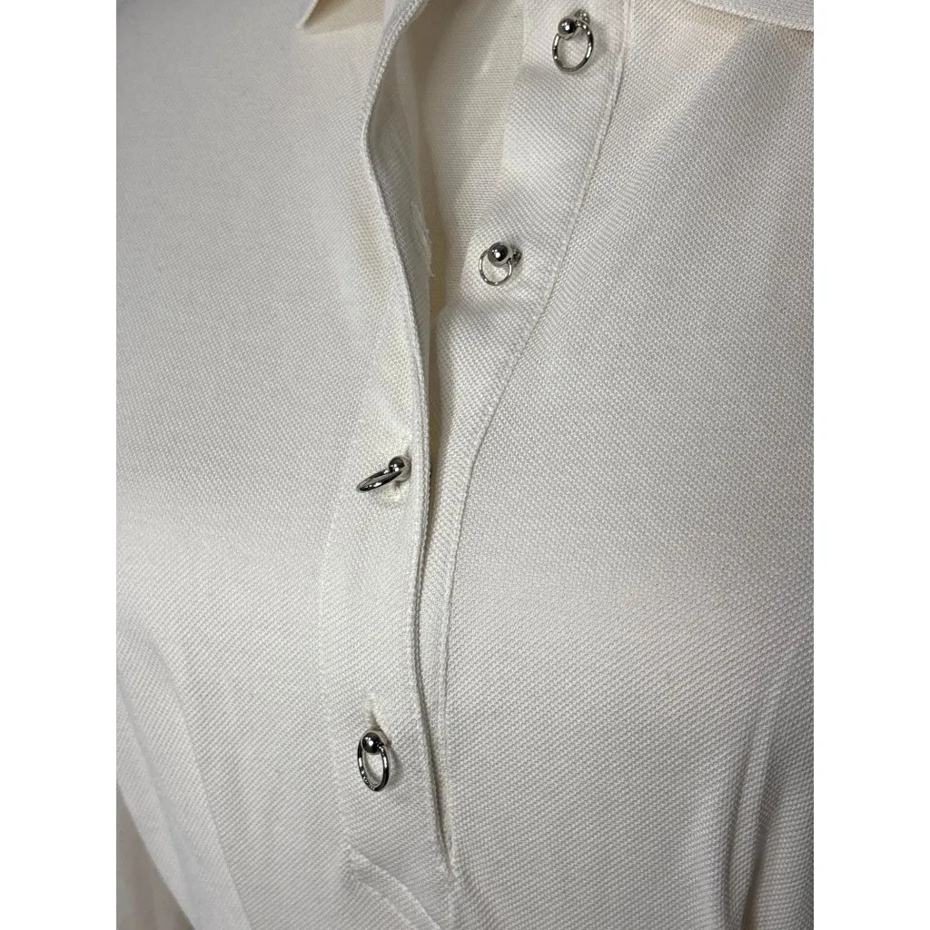 Mugler Long Sleeve Shirt Dress in Snow 38 New Womens Polo Mini White Size undefined - Image 5