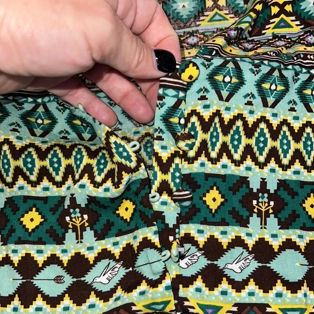 UMGEE womens small tunic dress geometric print sleeves around elbow v neck - Image 5