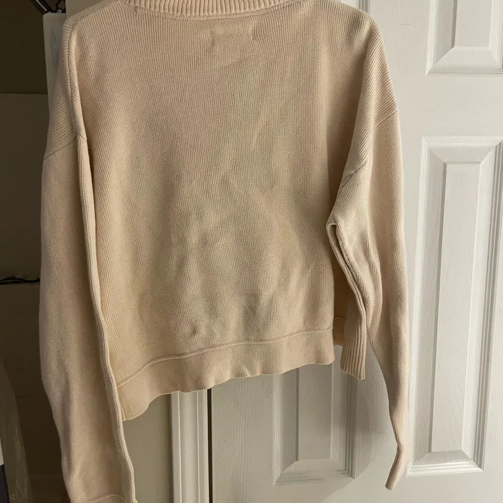 PINK Victoria's Secret Cream Quarter Zip Pullover Large - Image 3