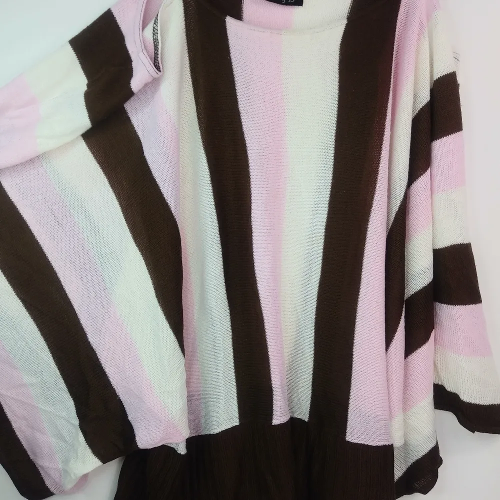 Carly B Neopolitan Cold Shoulder Sweater Top L Pink Size L - Image 5