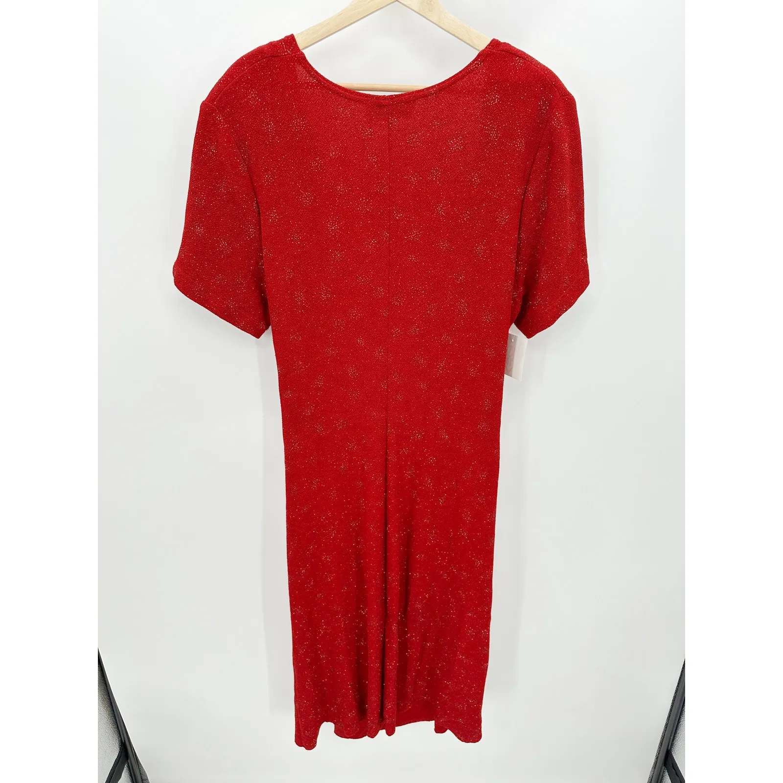 Ronni Nicole II Dress Women‎ SIZE 14 Red Sequin Surplice V-Neck Short Sleeve - Image 2