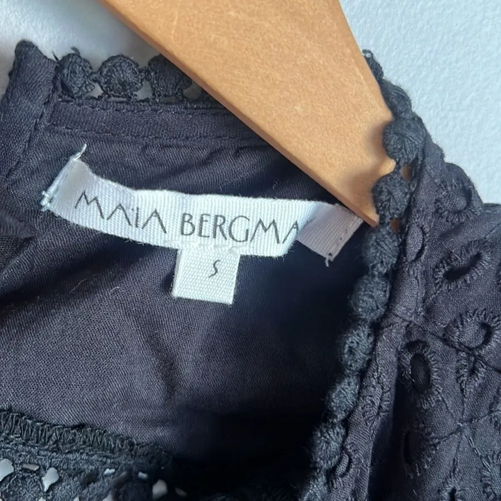 Maia Bergman Women's Crochet Eyelet Open Back Maxi Dress Black - Image 11