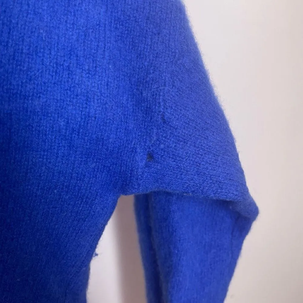360‎ Cashmere Cobalt Blue Sweater Crewneck Pocket Front S Small Luxury - Image 4
