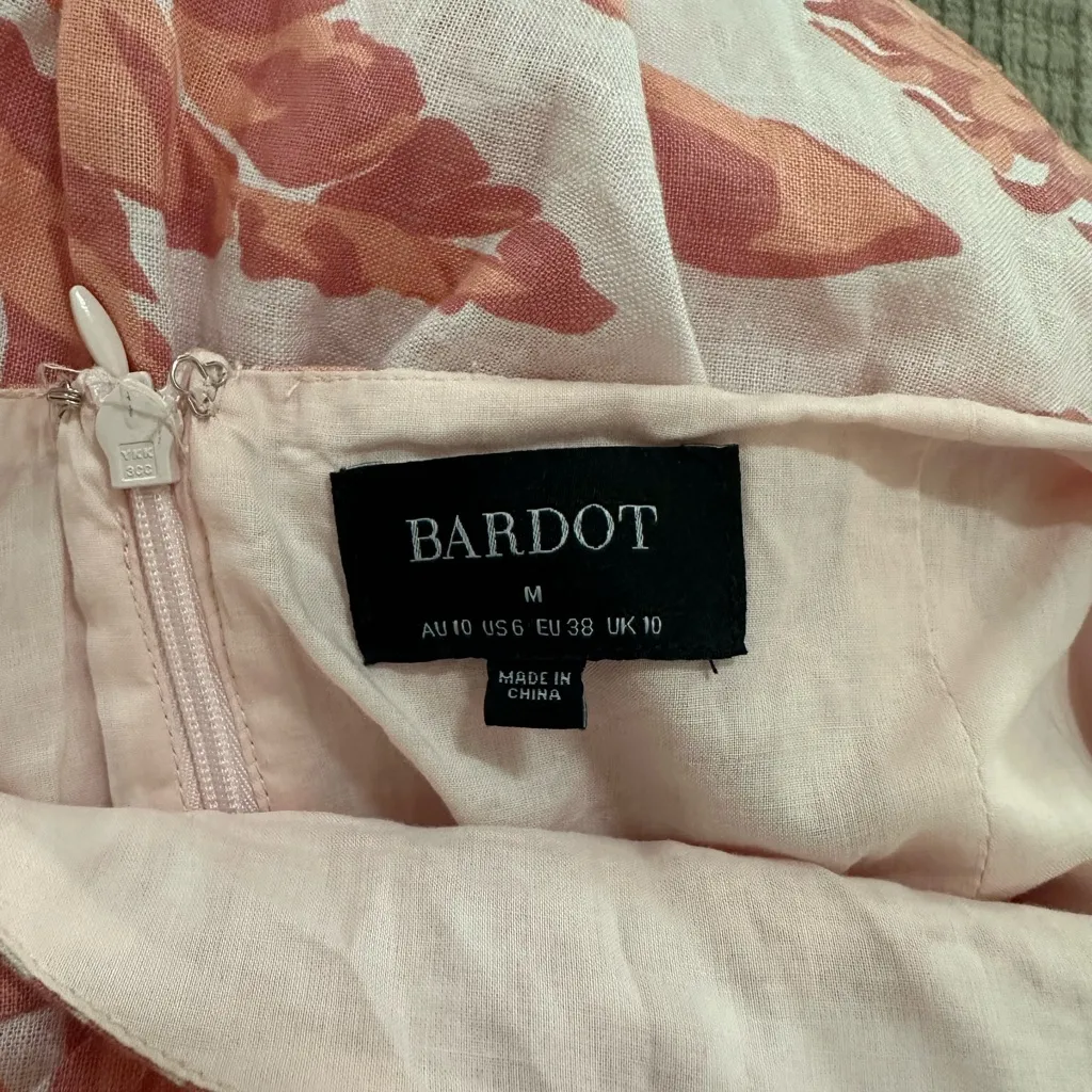 Bardot Coral and White Halter Midi Dress - Image 4