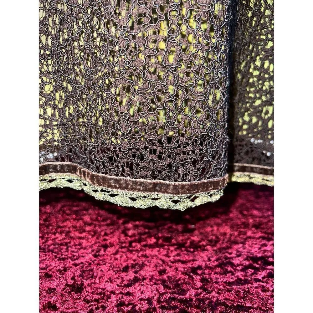 Women’s VTG Brown/Green Mesh WhimsyGoth Midi Skirt 12 - Image 6