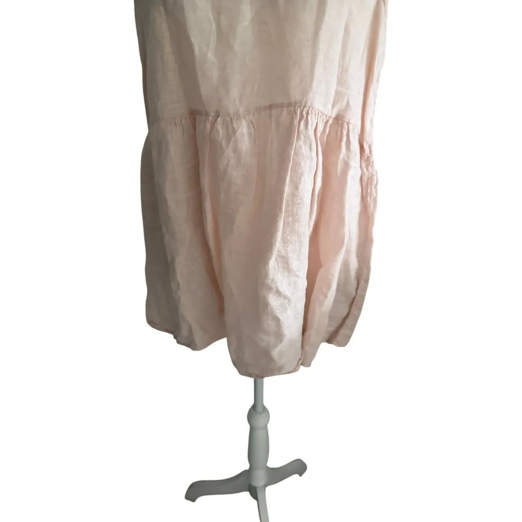 FRANCESCA BETTINI Pink Linen Peplum Tank Top Size Medium - Image 7