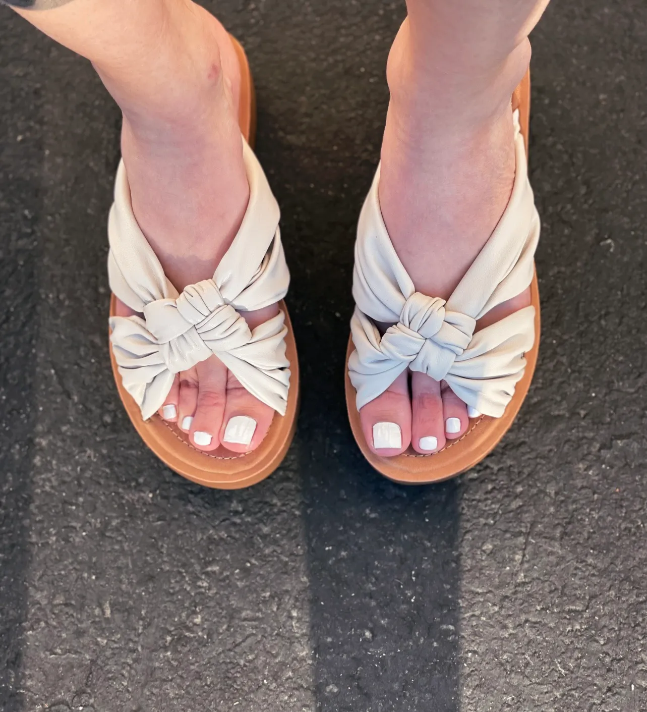 Off White Knot Wedge Sandal Size 6 - Image 2