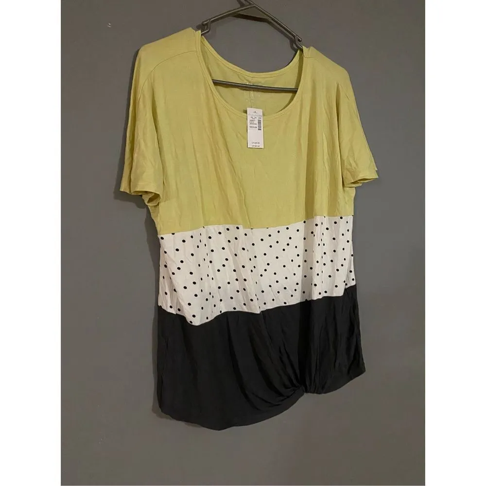 Maurice’s 24/7 Colorblock Knot Front Detail Short Sleeve Alexander Shirt M - Image 3